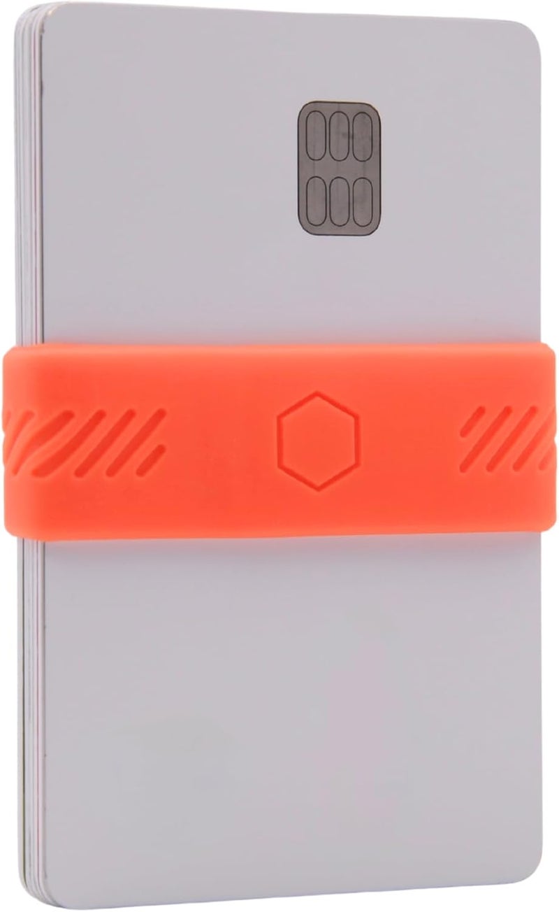 BAND-IT BAND[it] Minimalist Wallet – Slim EDC Money Band for Cards and Cash – Front Pocket Wallet Alternative – Silicone Elastic Strap (Orange/Pink) - Image 1